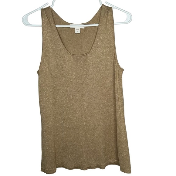 Coldwater Creek Women’s Gold Metallic Knit Tank Top Size Large 14 - Picture 1 of 4
